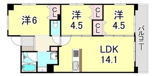 プレサンスロジェ西宮北口門前町テラスの物件間取画像